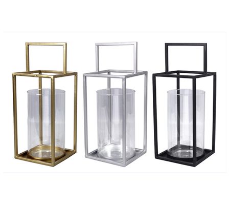 Young's Metal and Glass Candle Holder, Set of 3