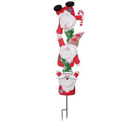 Young's Metal Winter Whimsy Stacked Santa Yard Stake