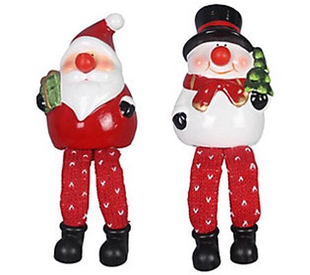 Young's Santa and Snowman with Blinking LED Nos e, Set of 2