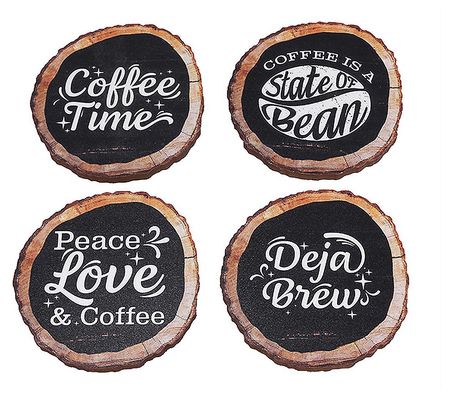 Young's Set of 4 Faux Wood Coffee Mug Coasters