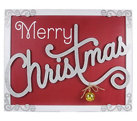 Young's silver wood Christmas wall sign