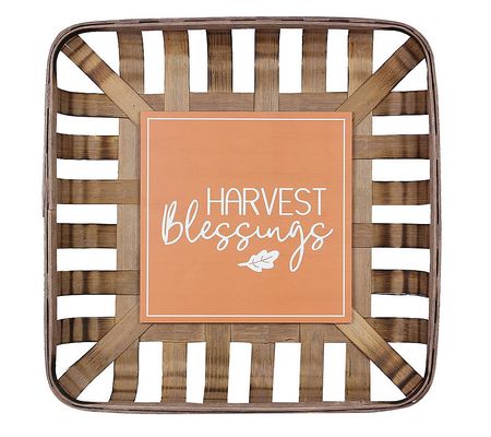 Young's Weaved Wood Basket Fall Wall Sign, Set of 2