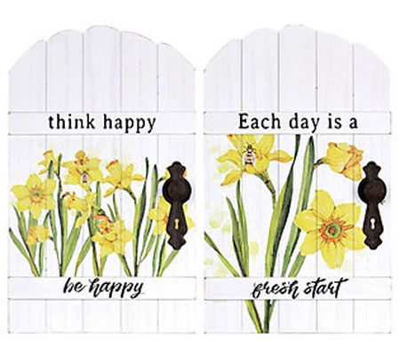 Young's Wood Daffodil Gate Signs, Set of 2