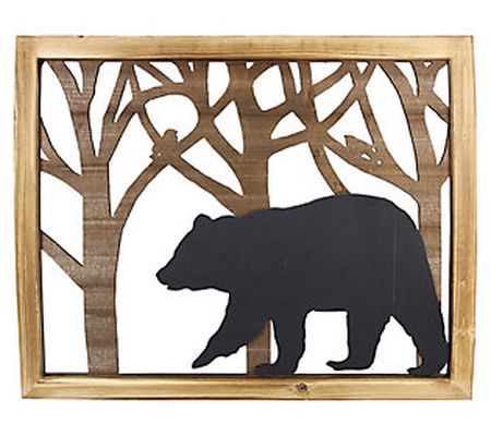 Young's Wood Framed Bear in Forest Cutout Wall Art