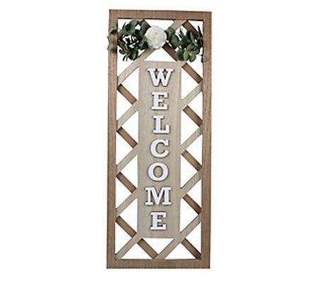 Young's Wood Framed Lattice 3D Welcome Wall Sigwith Flower