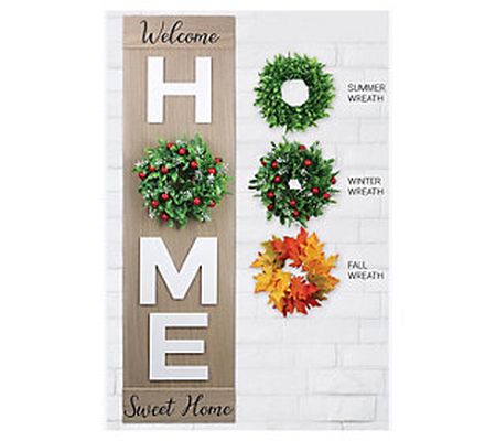 Young's Wood HOME Sign with 3 Interchangeable W reaths