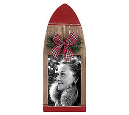 Young's Wood Tabletop Ski Shaped 4X6 Photo Fram e, Set of 2