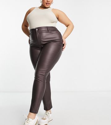 Yours coated skinny jean in brown
