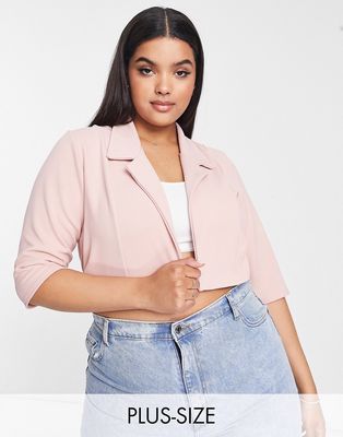Yours cropped blazer in light pink