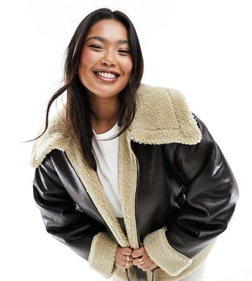 Yours cropped jacket in brown
