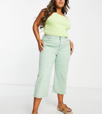 Yours cropped wide leg jeans in light green