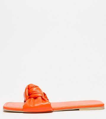 Yours Extra Wide Fit knot front flat sandal in orange