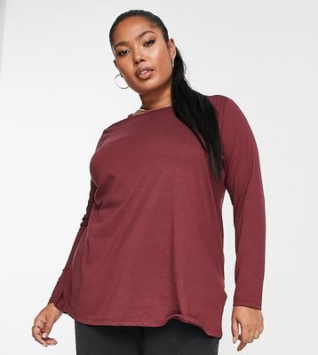 Yours long sleeve t-shirt in burgundy-Red