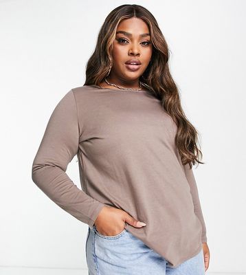 Yours long sleeve T-shirt in mocha-Brown
