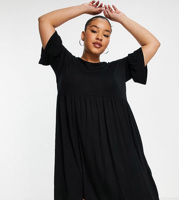 Yours loose-cut smock dress in black
