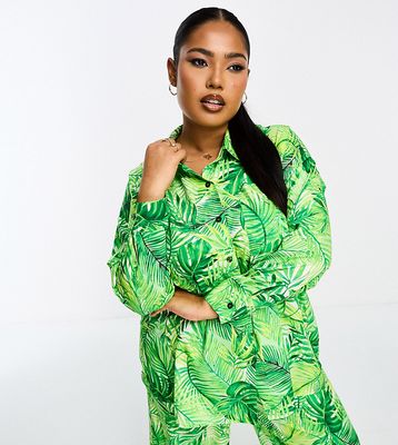 Yours over sized shirt in tropical print - part of a set-Multi
