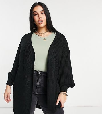 Yours oversized balloon sleeve cardigan in black
