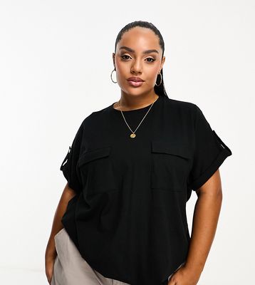 Yours oversized utility T-shirt in black