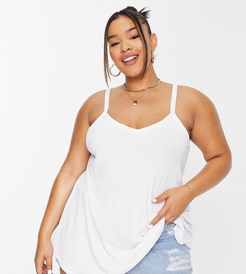 Yours ribbed swing cami top in white