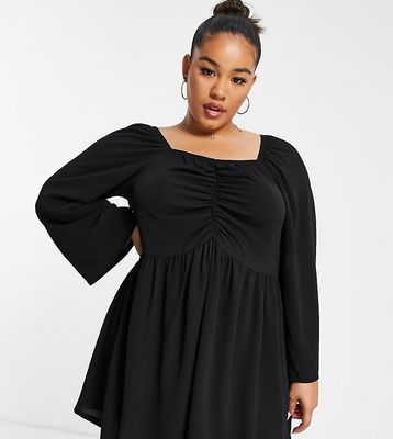 Yours ruched front blouse in black