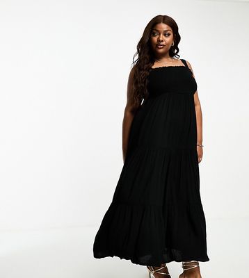 Yours shirred cami maxi dress in black