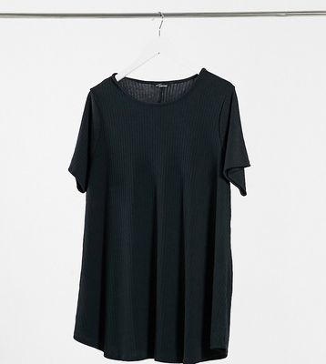 Yours short sleeve ribbed swing top in Black