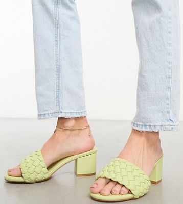 Yours wide fit braided mules in green