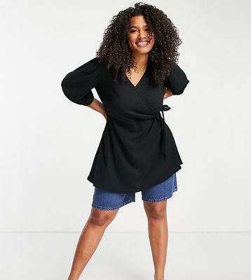 Yours wrap blouse in black