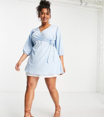 Yours wrap blouse in light blue