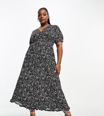Yours wrap maxi dress in mono floral-Multi