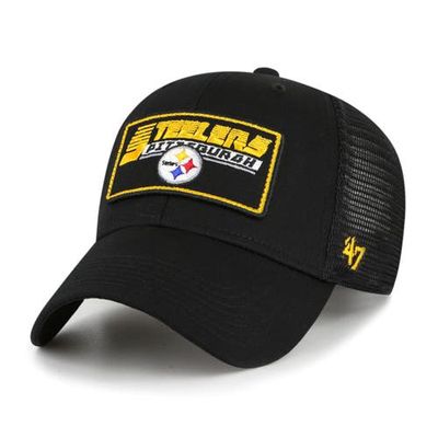 Youth '47 Black Pittsburgh Steelers Levee MVP Trucker Adjustable Hat