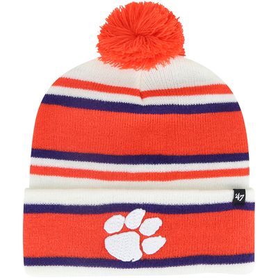 Youth '47 White Clemson Tigers Stripling Cuffed Knit Hat with Pom