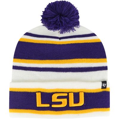 Youth '47 White LSU Tigers Stripling Cuffed Knit Hat with Pom