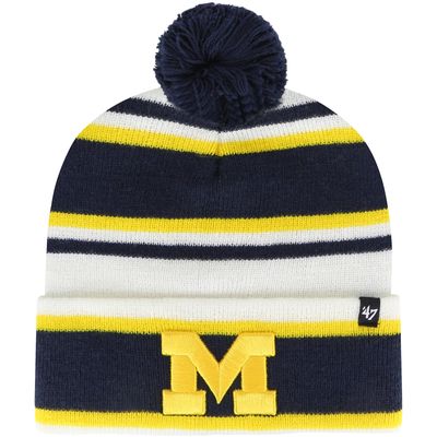 Youth '47 White Michigan Wolverines Stripling Cuffed Knit Hat with Pom