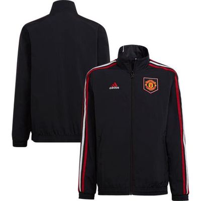 Youth adidas Black Manchester United Team Anthem Reversible Full-Zip Jacket