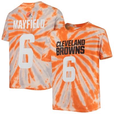 Youth Baker Mayfield Orange Cleveland Browns Tie-Dye Name & Number T-Shirt