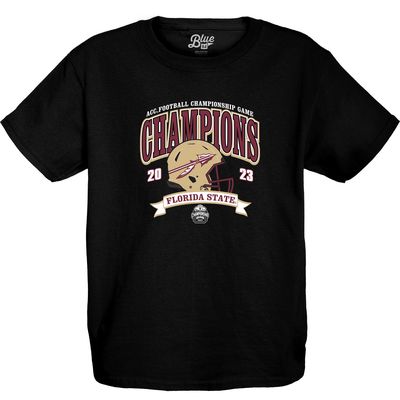 Youth Blue 84  Black Florida State Seminoles 2023 ACC Football Conference Champions T-Shirt