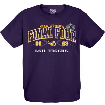 Youth Blue 84 Purple LSU Tigers 2023 NCAA Women's Basketball Tournament March Madness Final Four T-Shirt
