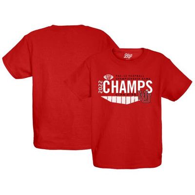 Youth Blue 84 Red Utah Utes 2022 PAC-12 Football Conference Champions Locker Room T-Shirt