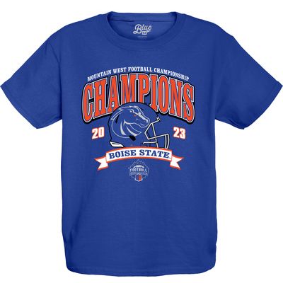 Youth Blue 84  Royal Boise State Broncos 2023 Mountain West Football Conference Champions T-Shirt