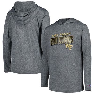 Youth Champion Heather Charcoal Wake Forest Demon Deacons Impact Hoodie Long Sleeve T-Shirt