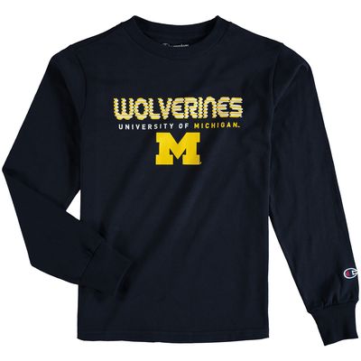 Youth Champion Navy Michigan Wolverines Jersey Long Sleeve T-Shirt