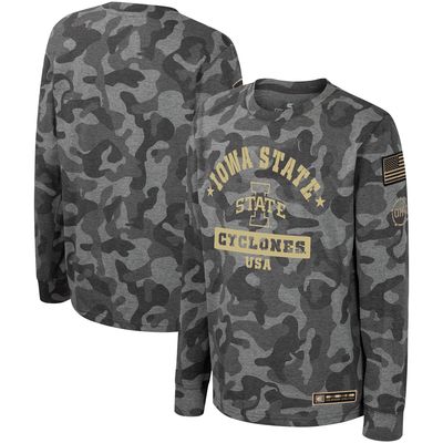 Youth Colosseum Camo Iowa State Cyclones OHT Military Appreciation Dark Star Long Sleeve T-Shirt