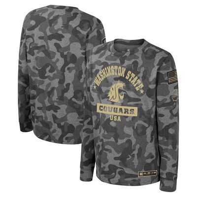 Youth Colosseum Camo Washington State Cougars OHT Military Appreciation Dark Star Long Sleeve T-Shirt