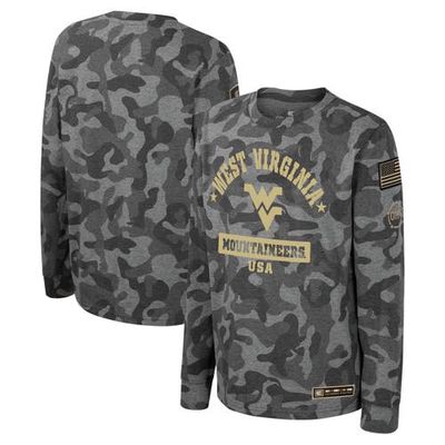 Youth Colosseum Camo West Virginia Mountaineers OHT Military Appreciation Dark Star Long Sleeve T-Shirt