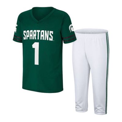 Youth Colosseum Green/White Michigan State Spartans Football T-Shirt and Pants Set