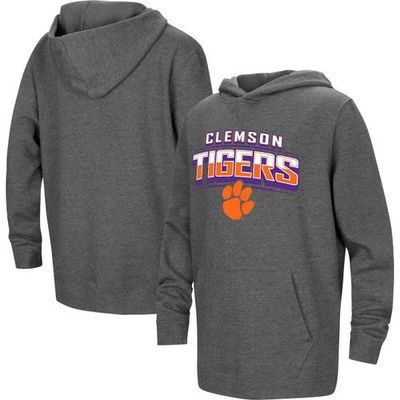Youth Colosseum Heather Charcoal Clemson Tigers Sunrise Core Pullover Hoodie