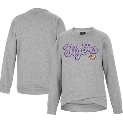 Youth Colosseum Heather Gray LSU Tigers Whohoopers Bling Crossover Pullover Sweatshirt