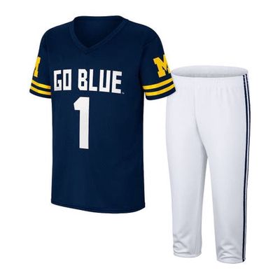 Youth Colosseum Navy/White Michigan Wolverines Football Jersey & Pants Set