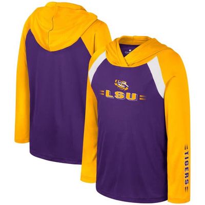 Youth Colosseum Purple LSU Tigers Eddie Multi-Hit Raglan Long Sleeve Hoodie T-Shirt